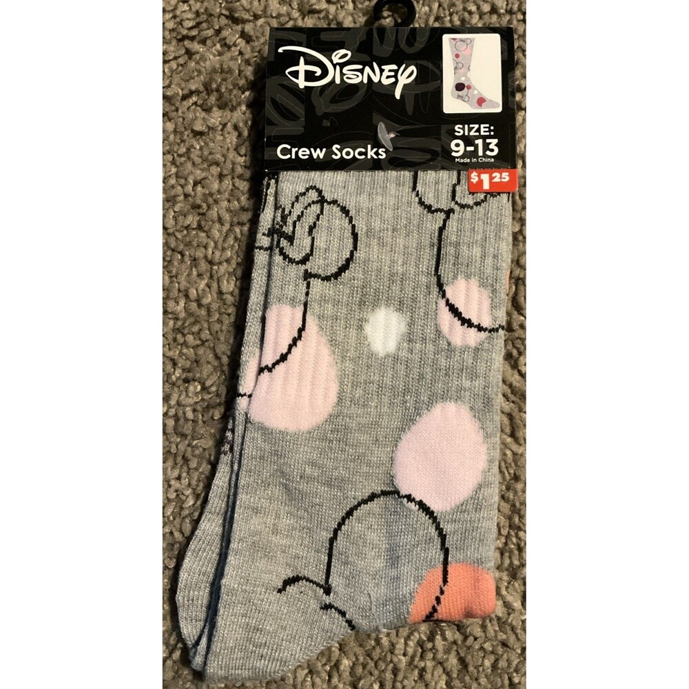 Disney Minnie Mouse Crew Socks 1 Pair Shoe Size 9-13